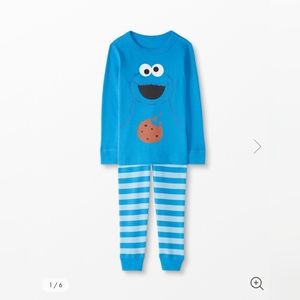 NWT Hanna Andersson Cookie Monster Sesame Street Long John Pajama Set, Size 2T